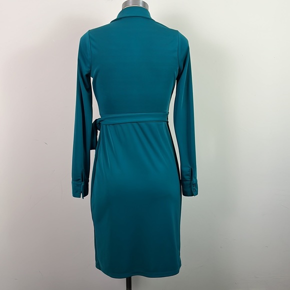 The Limited Women’s Faux Wrap Dress Size Small 100% Polyester Green Long Sleeve - Picture 5 of 8